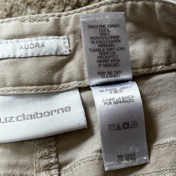 Liz Claiborne Audra Beige Khaki Cropped Trousers Capri Pants Women's 14 1647 - Picture 5 of 6